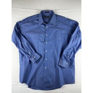 Robert Villini Blue Dress Shirt 18 34/35 L/XL Excellent o2/26